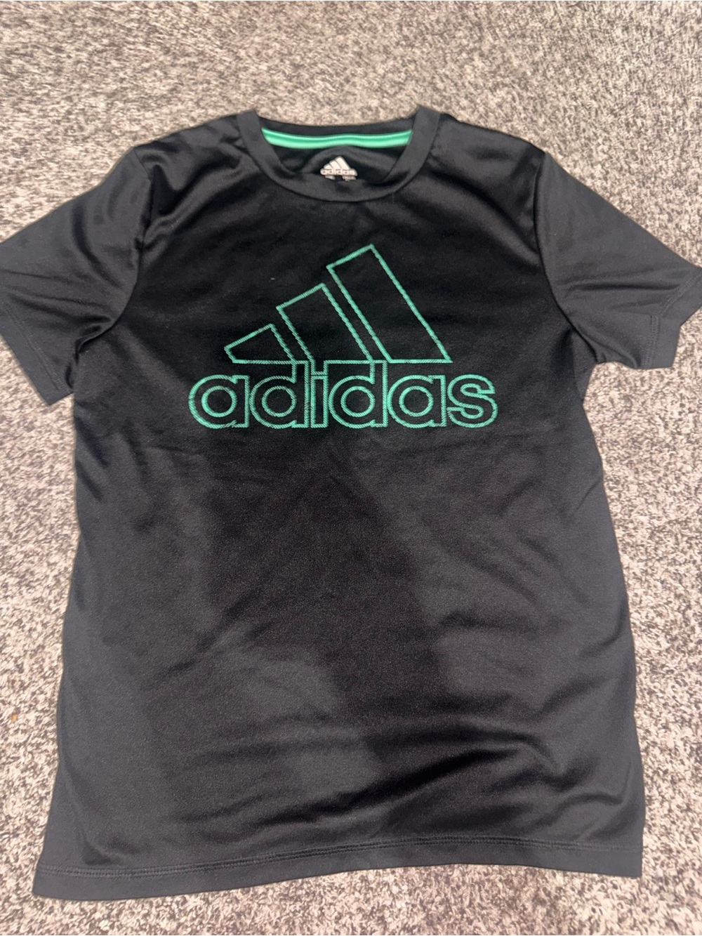 adidas Black Short-Sleeve Tee with Green Logo